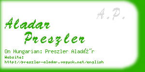 aladar preszler business card